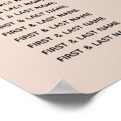 ほこりっぽいピンクのミニマル結婚リスト写真のシーティングチャート ポスター (角)