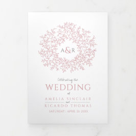 ほこりっぽいピンクのモノグラムのアートの物語結婚の献身の心 三つ折りプログラム