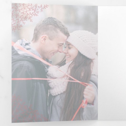 ほこりっぽいピンクのモノグラムアートフォトウェディングプログラム 三つ折りプログラム (内部最初)