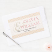 ほこりっぽいピンクのモロッコタイルアンパサンド結婚式の引き出物 長方形シール (封筒)