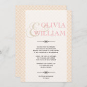 ほこりっぽいピンクのモロッコタイルモダンのアンパサンド結婚ーズ 招待状 (正面/裏面)