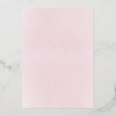 ほこりっぽいピンクのリースバプテスマと誕生日 箔招待状 (裏面)