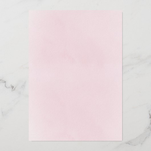 ほこりっぽいピンクのリースバプテスマと誕生日 箔招待状 (裏面)