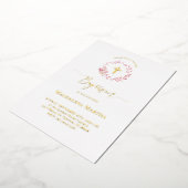 ほこりっぽいピンクのリース水の色バプテスマ招待状 箔招待状 (回転した状態)