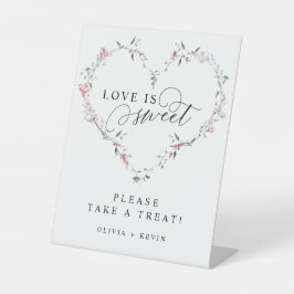 ほこりっぽいピンクのワイルドフラワーハート愛は甘い好意 台座サイン