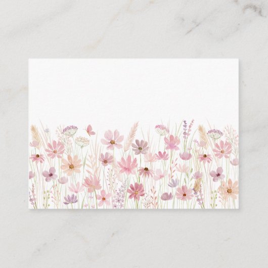 ほこりっぽいピンクのワイルドフラワーベビーシャワーおむつラッフル エンクロージャーカード (裏面)