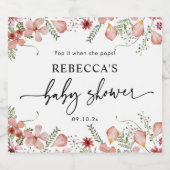 ほこりっぽいピンクのワイルドフラワーベビーシャワーのお気に入り スパークリングワインラベル (シングルラベル)