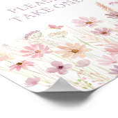 ほこりっぽいピンクのワイルドフラワーベビーシャワーの好意サイン ポスター (角)