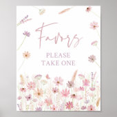 ほこりっぽいピンクのワイルドフラワーベビーシャワーの好意サイン ポスター (正面)