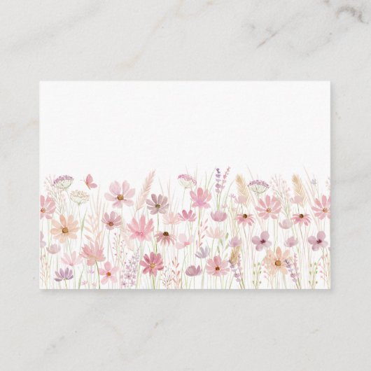 ほこりっぽいピンクのワイルドフラワーベビーシャワー予約リクエスト エンクロージャーカード (裏面)