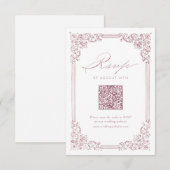 ほこりっぽいピンクのヴィンテージエレガントフレームQRコー結婚ド 出欠カード (正面/裏面)
