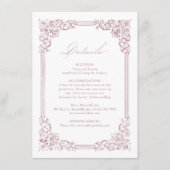 ほこりっぽいピンクのヴィンテージフレームエレガントな結婚式詳細 エンクロージャーカード (正面)