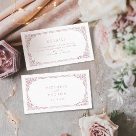 ほこりっぽいピンクのヴィンテージフレームエレガントな結婚式詳細 プレイスカード