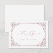 ほこりっぽいピンクのヴィンテージフレームスクエレガントリプト サンキューカード (正面/裏面)