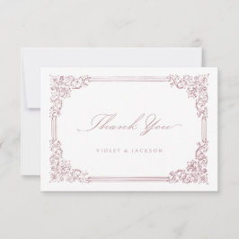 ほこりっぽいピンクのヴィンテージフレームスクエレガントリプト サンキューカード