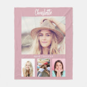 ほこりっぽいピンクの写真コラージュの女の子の友達 フリースブランケット (正面)