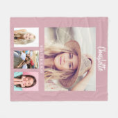 ほこりっぽいピンクの写真コラージュの女の子の友達 フリースブランケット (正面(横))