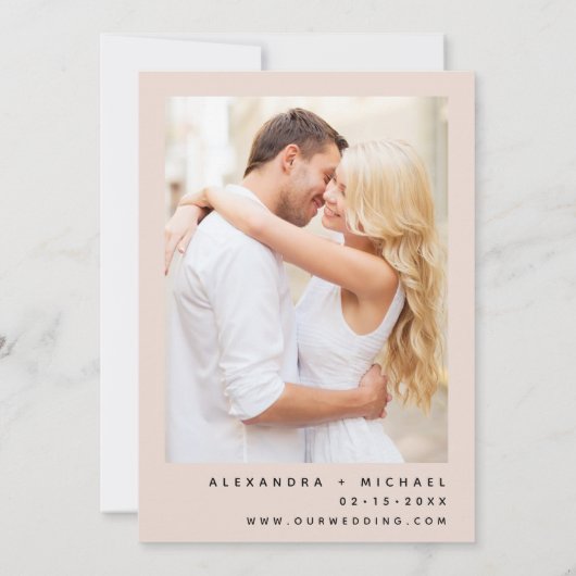 ほこりっぽいピンクの写真フローラユーカリ結婚ス 招待状 (裏面)