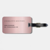 ほこりっぽいピンクの名前のスクリプト ラゲッジタグ (裏面横)