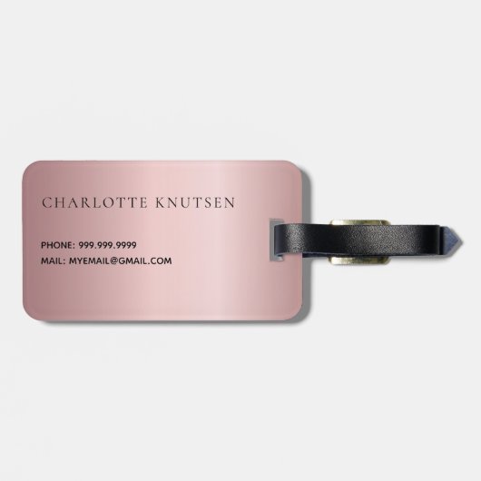 ほこりっぽいピンクの名前のスクリプト ラゲッジタグ (裏面横)