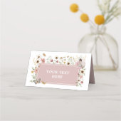 ほこりっぽいピンクの妖精のワイルドフラワー誕生日食品ラベル プレイスカード (正面)