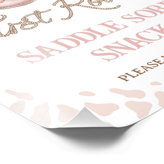 ほこりっぽいピンクの最初のRodeo最初の誕生日パーティーサイン フォトプリント (角)