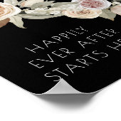 ほこりっぽいピンクの桃の花の植物性ブラック結婚ズ ポスター (角)