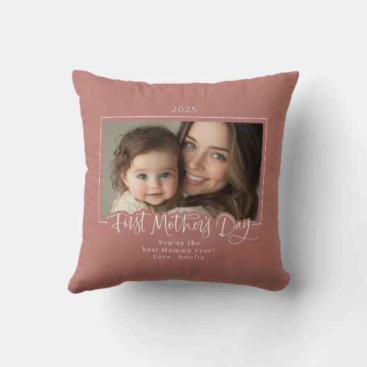 ほこりっぽいピンクの母の日の写真 クッション (裏面)