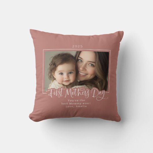 ほこりっぽいピンクの母の日の写真 クッション (正面)