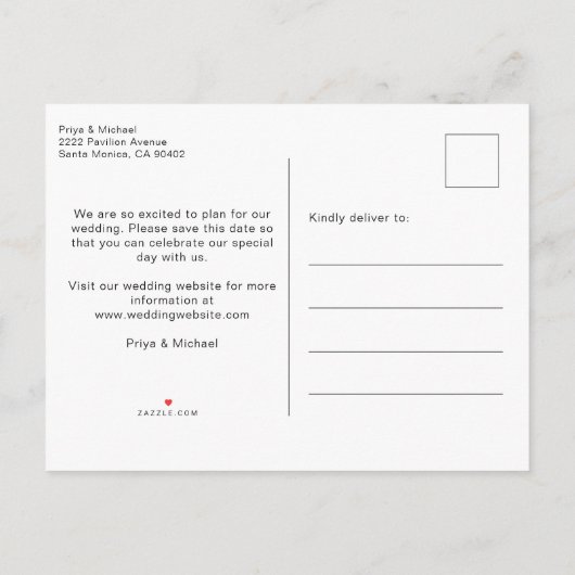 ほこりっぽいピンクの水の色のスプラッシュ日付を保存 案内ポストカード (裏面)