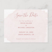 ほこりっぽいピンクの水の色のスプラッシュ日付を保存 案内ポストカード (正面)