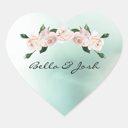 ほこりっぽいピンクの水の色のバラ花咲き芽 ハートシール (正面)