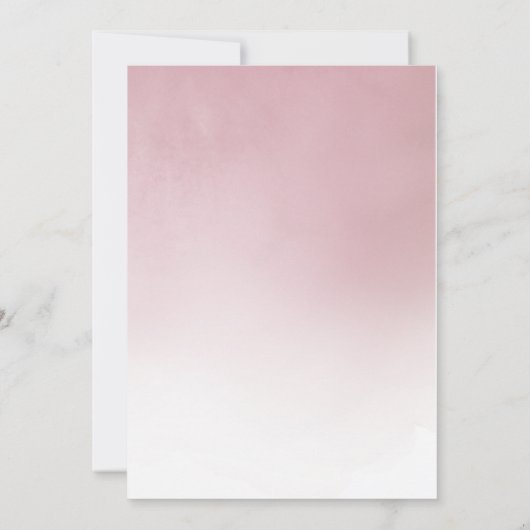 ほこりっぽいピンクの水の色のリース最初の聖餐会 招待状 (裏面)