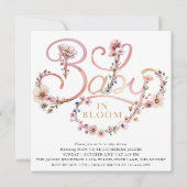 ほこりっぽいピンクの水の色ワイルドフラワーベビーシャワーの招待客 招待状 (正面)