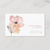 ほこりっぽいピンクの水色の花、名前、情報、白 名刺 (正面)
