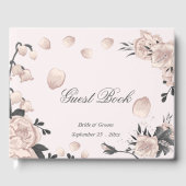 ほこりっぽいピンクの灰色の花と可愛い花びら ゲストブック (正面)