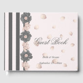 ほこりっぽいピンクの灰色の花と可愛い花びら ゲストブック (正面)