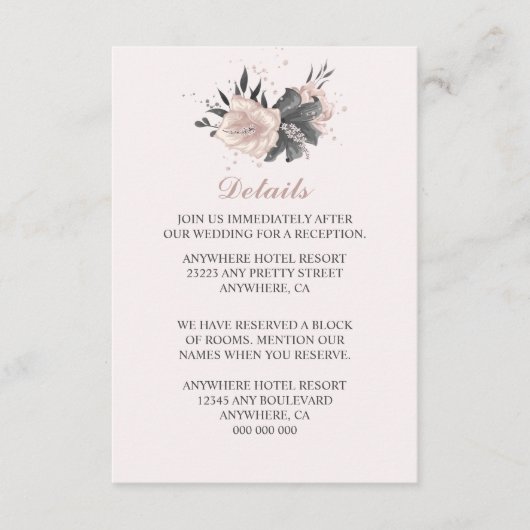 ほこりっぽいピンクの灰色の花、芽&花びら詳細 エンクロージャーカード (正面)