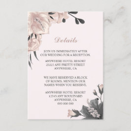 ほこりっぽいピンクの灰色の花、芽&花びら詳細 エンクロージャーカード