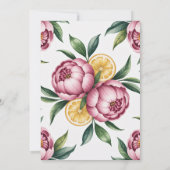 ほこりっぽいピンクの牡丹とレモンの花嫁付き花嫁の昼食会 招待状 (裏面)