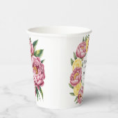 ほこりっぽいピンクの牡丹とレモンスライス結婚ズ 紙コップ (右)