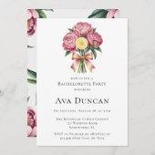 ほこりっぽいピンクの牡丹とレモンバチェロレッテ 招待状 (正面/裏面)