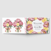 ほこりっぽいピンクの牡丹とレモ結婚ンの ゲストブック (全面)