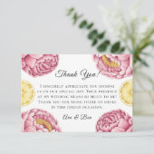 ほこりっぽいピンクの牡丹とレモ結婚ンの サンキューカード (スタンド正面)
