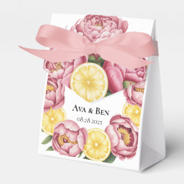 ほこりっぽいピンクの牡丹とレモ結婚ンの フェイバーボックス