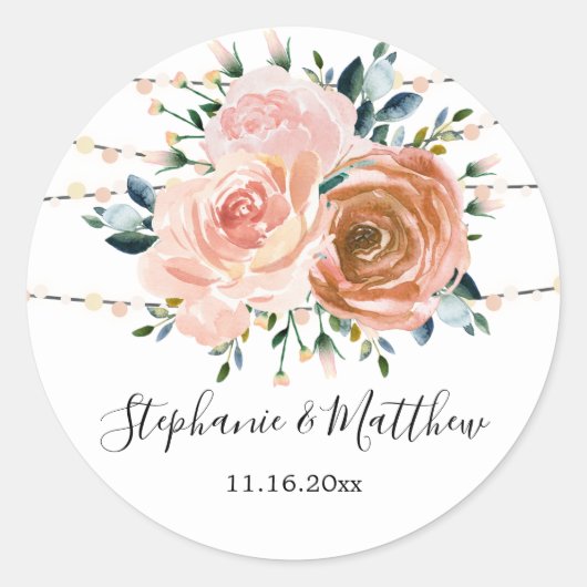 ほこりっぽいピンクの珊瑚の植物性ストリングラ結婚イト ラウンドシール (正面)