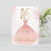 ほこりっぽいピンクの甘い16招待 招待状 (スタンド正面)