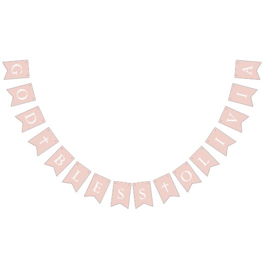 ほこりっぽいピンクの白い十字女の子バプテスマのバンティングフラグ バンティングフラッグ (全)