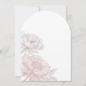 ほこりっぽいピンクの白い牡丹のアーチ確認 招待状 (裏面)