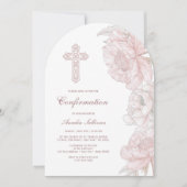 ほこりっぽいピンクの白い牡丹のアーチ確認 招待状 (正面)